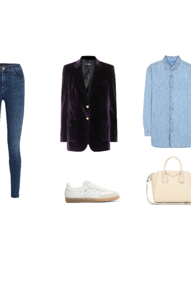 اطلالة نهاريّة كاجوال بأسلوب أنيق بالبليزر المخملي