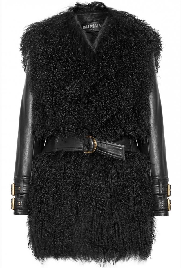 جاكيت جلد من Balenciaga باللون الرمادي