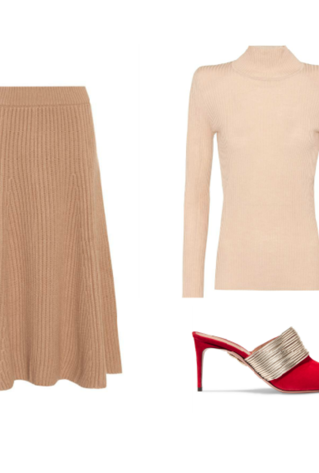 اطلالة نهارية كاجوال وشبابية بالحذاء الأحمر