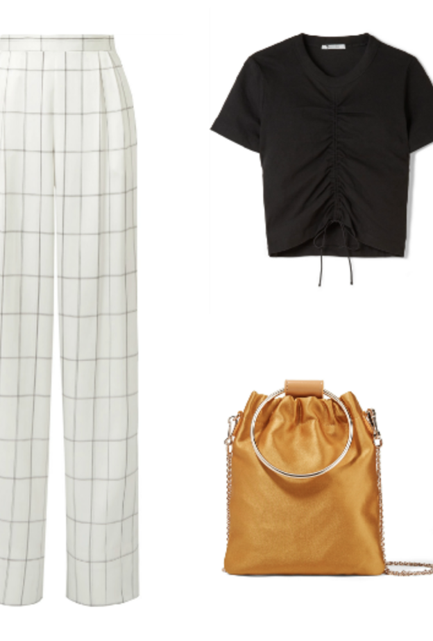 تنسيق مسائي عصري في البنطلون الأبيض