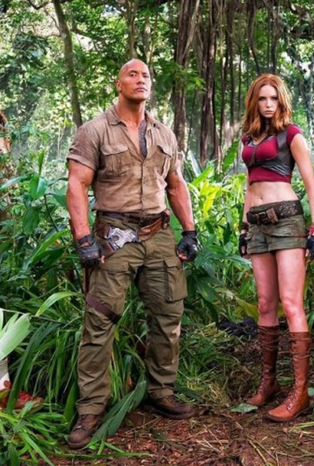 Jumanji ذا روك يهزم هيو جاكمان وكريستيان بيل
