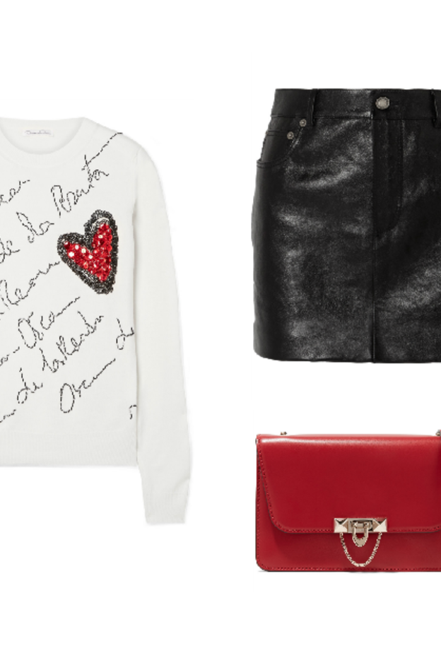 اطلالة شبابية لعيد الحب في التنورة الجلدية.