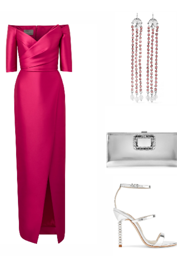 اطلالة مسائية فاخرة في فستان اوف شولدر