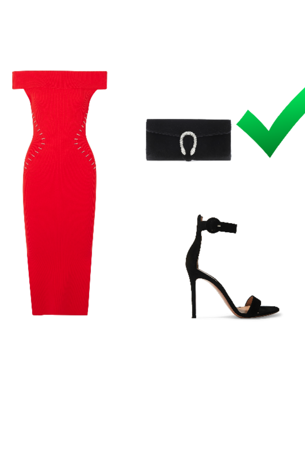 يجب عدم تنسيق اكسسوارات باللون الأحمر مع الفستان الأحمر