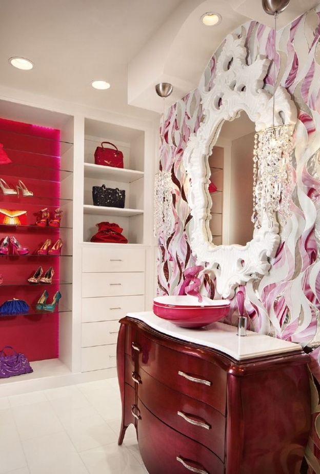 غرفة ملابس بالزهر الباستيل