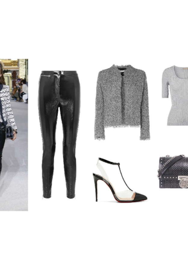 اطلالة عصرية مستوحاة من بالمان في البنطلون الجلدي اللامع