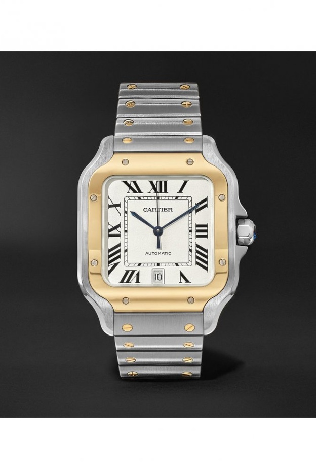 ساعة Santos Automatic Large من الذهب الوردي