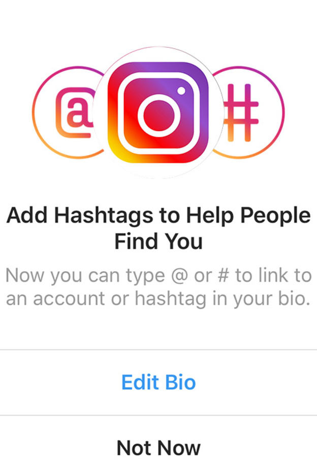 انستقرام تضيف روابط الهاشتاق والتاق إلى الملف الشخصي