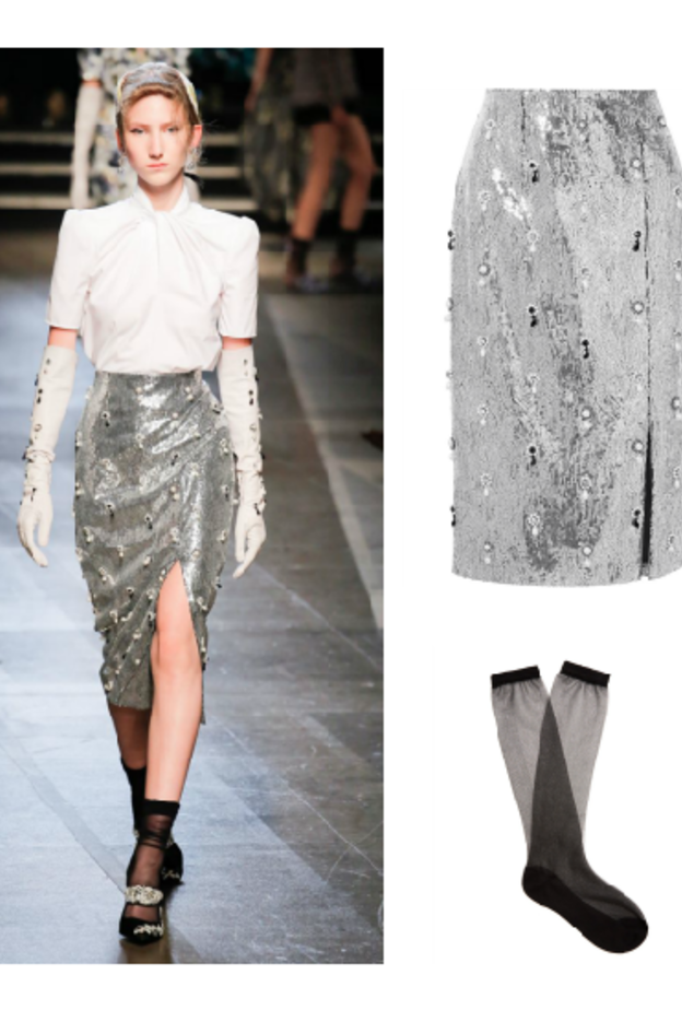 اطلالة عصرية في التنورة الميدي البراقة