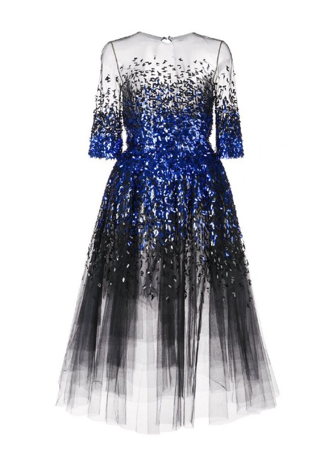 فستان من OSCAR DE LA RENTA مزين بالشك