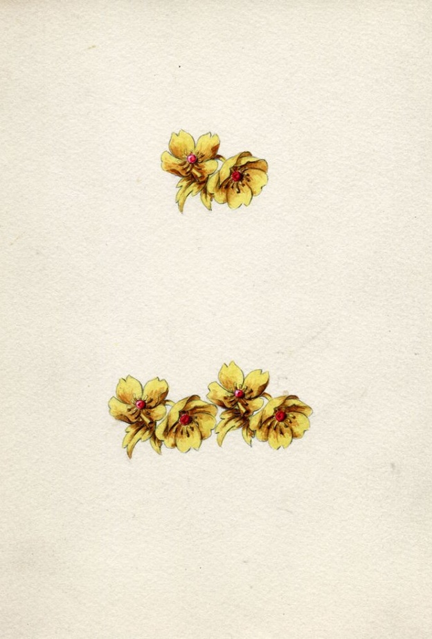 رسم لمشبك يضم ثلاث زهور عام 1940 محفوظات فان كليف آند آربلز