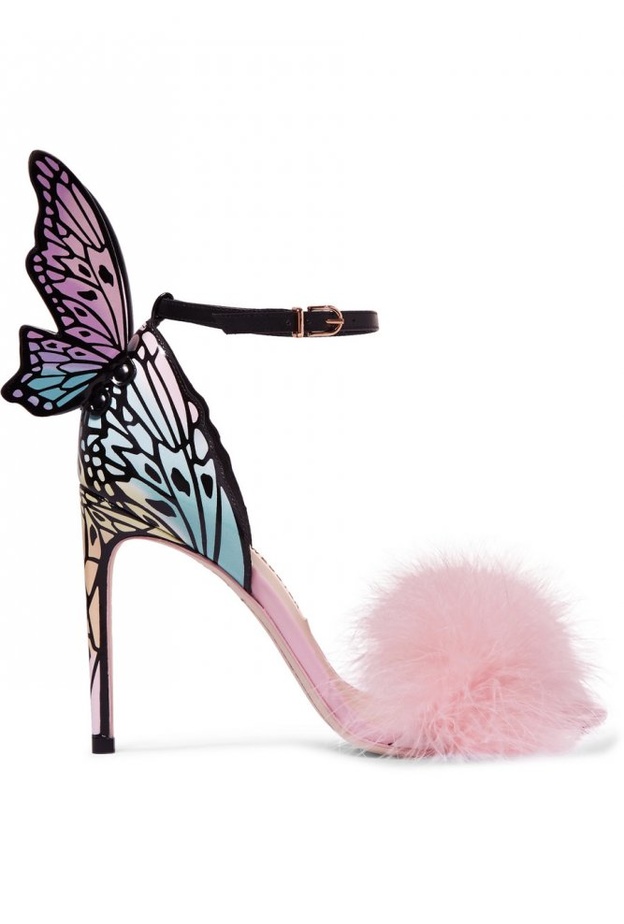 صندل كعب عالي مزين بالريش الانيق من Charlotte Olympia