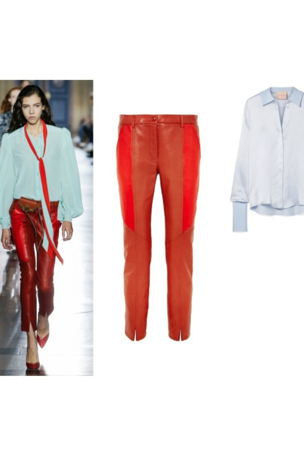 اطلالة لافتة في بنطلون الجلد الأحمر