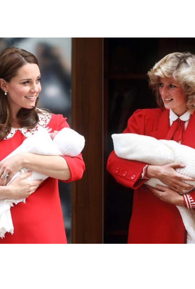 شبه كبير بين اطلالة كيت واطلالة الاميرة ديانا لدى خروجها من المستشفى بعد ولادة الامير هاري