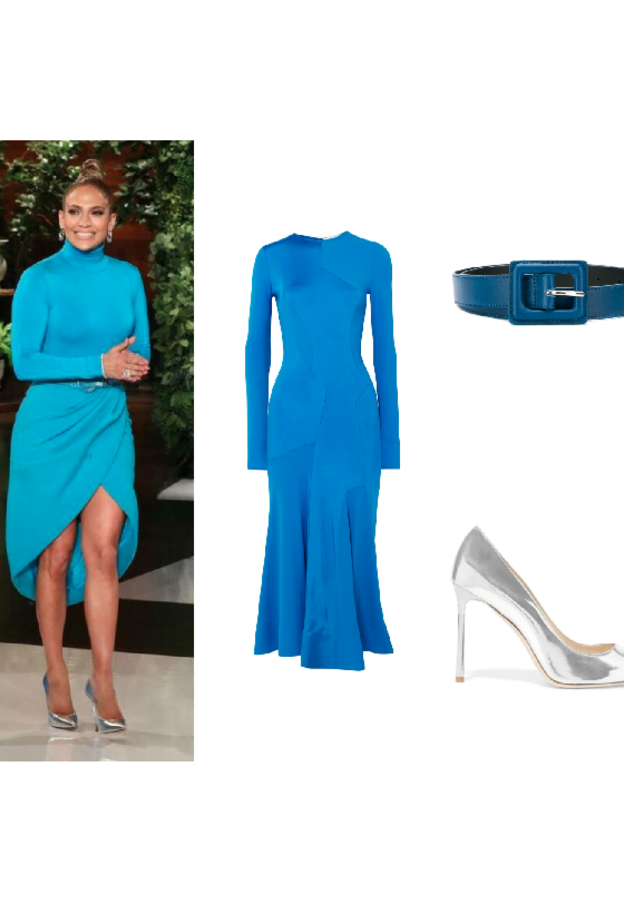 اطلالة بالفستان البراق بأسلوب جينيفر لوبيز.