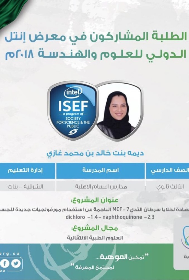 صورة الطالبتان السعوديتان دانا الخالدي و نادية المطلق تزينان جدارية معرض انتل آيسف 2018