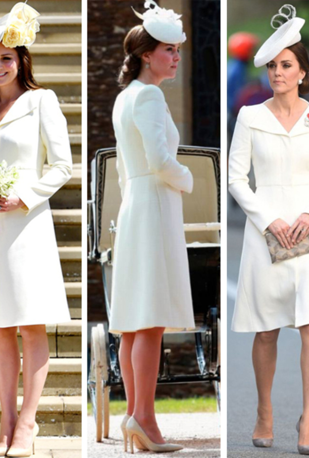 كيت ميدلتون بقبعة من Philip Treacy بلون مماثل للفستان