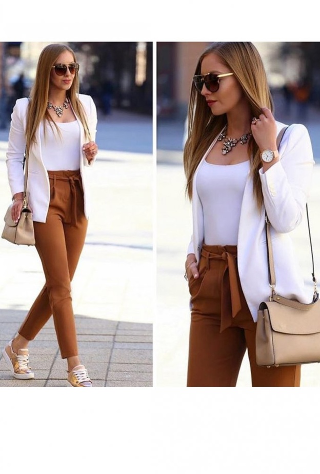 إطلالة راقية للعمل بألوان ناعمة وككلاسيكية