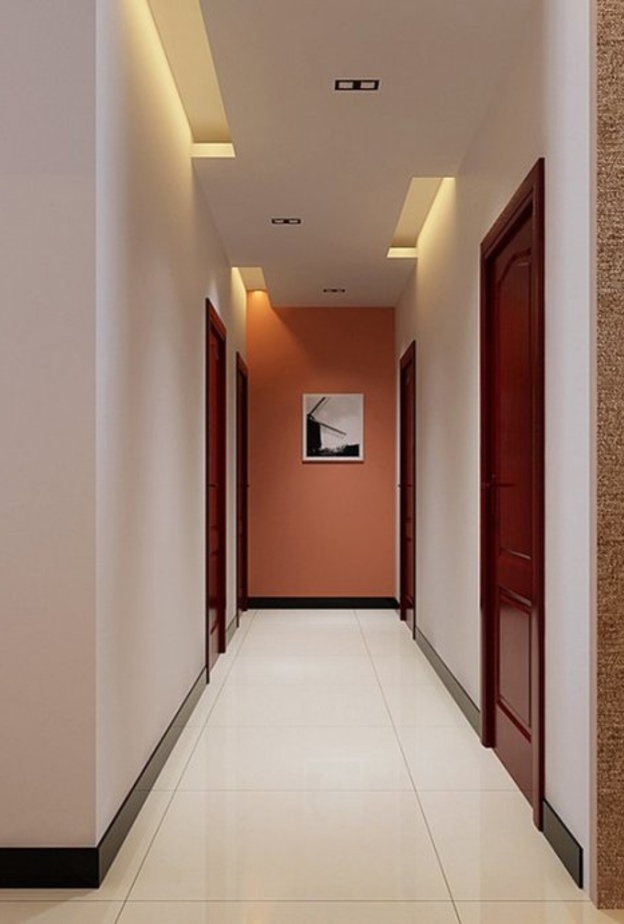 الإنارة ضمن جبس السقف في الممر بشكله العصري