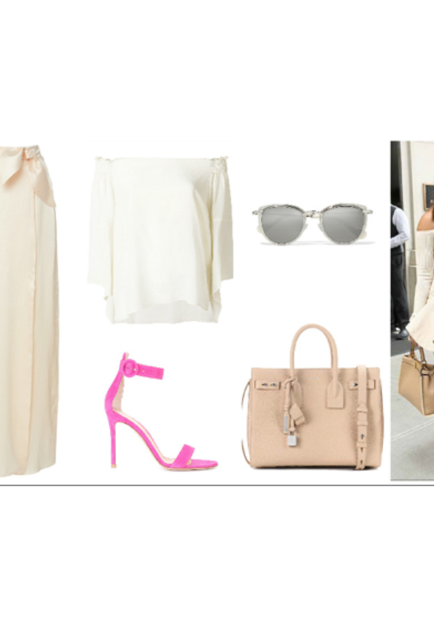 اطلالة جذابة وعصرية بلون البيج الفاتح على طريقة بريانكا شوبرا