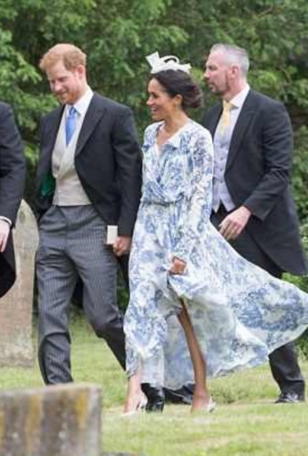 وصول ميغان ماركل برفقة زوجها الأمير هاري الى حفل زفاف إبنة أخت الأميرة ديانا