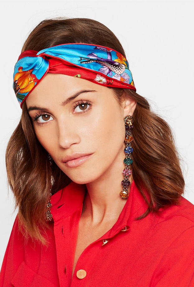 اكسسوارات شعر من GUCCI Embellished printed silk-twill headwrap
