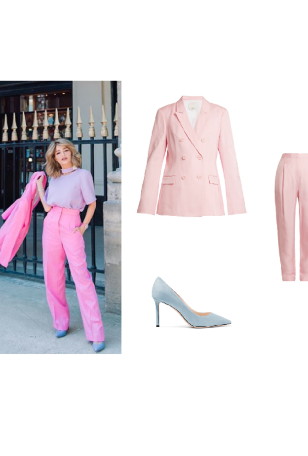 اطلالة بالبدلة البيضاء بأسلوب جيسيكا قهواتي