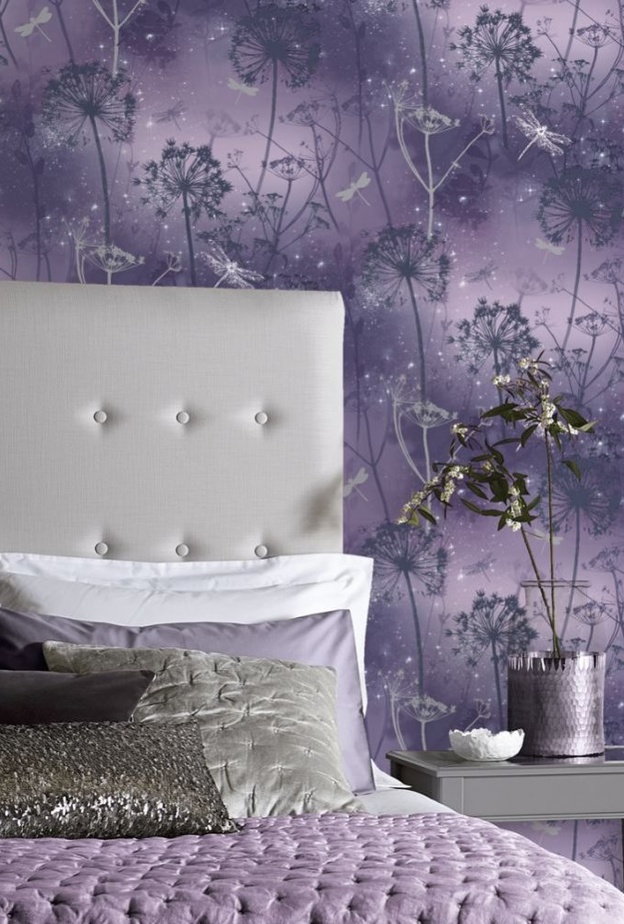  جمال اللون الموف في ديكور زاوية غرفة النوم