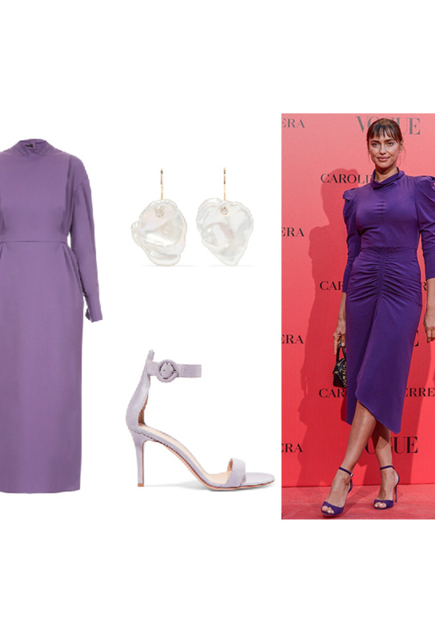 أناقة ورقي بالفستان البنفسجي بأسلوب ايرينا شايك