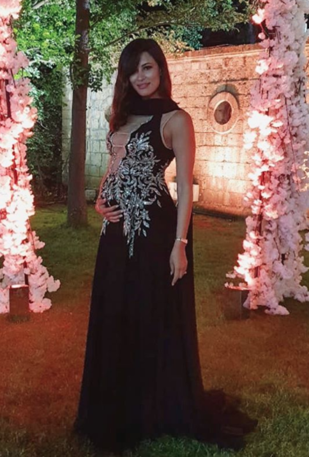 فستان سهرة من جورج حبيقة اختارته ريم سعيدي خلال الحمل