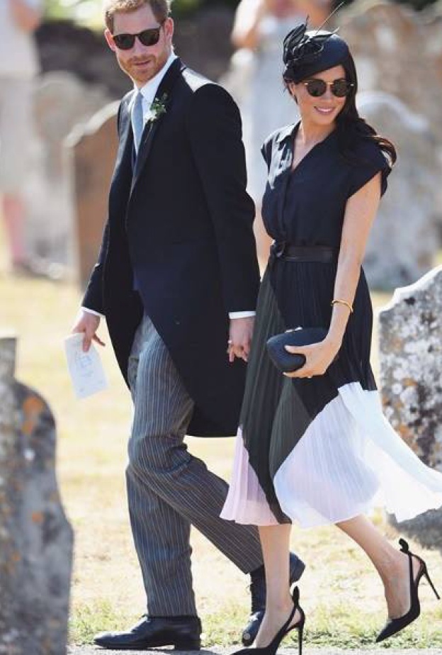 ميغان ماركل بكامل أناقتها أثناء حضور حفل زفاف الصديق المقرب للأمير هاري