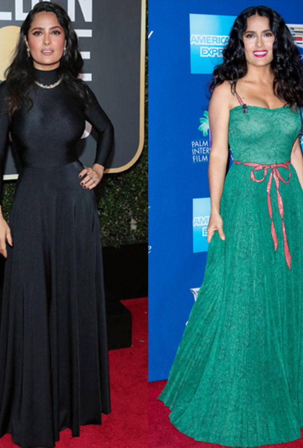 سلمى حايك تختار فستان أصفر فاخر من دار غوتشي