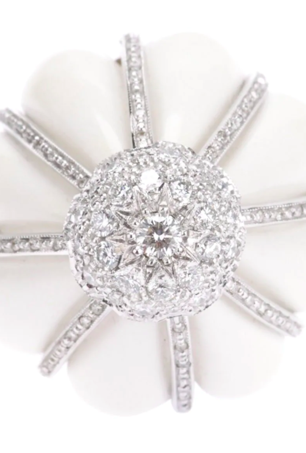 خاتم بحجر الزفير الزهري والماس من ATHENA