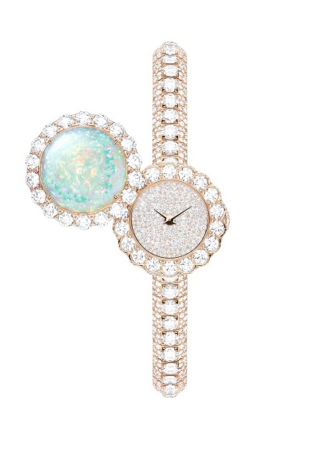 ساعة ديور من الذهب الأبيض والاوبال البني