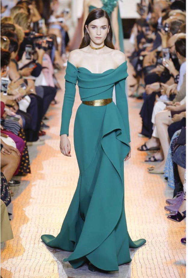 فساتين خطوبة خضراء راقية و فاخرة من مجموعة زياد لخريف 2019