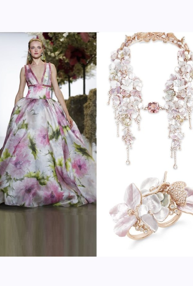 فستان باميلا رولاند وطقم كارتييه