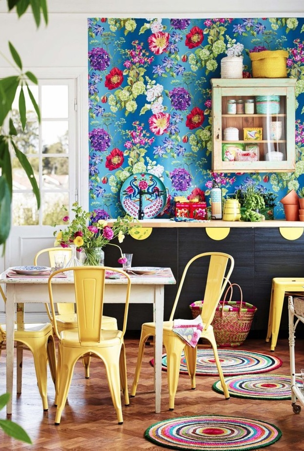 روعة الألوان في ديكور المطبخ الريفي