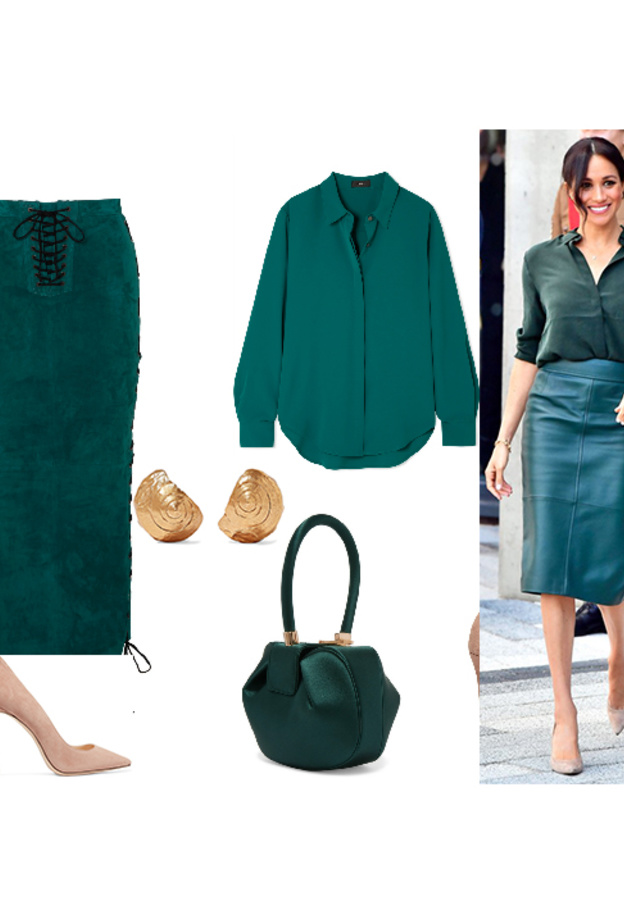 اطلالة جذابة بالأخضر استوحيناها من ميغان ماركل