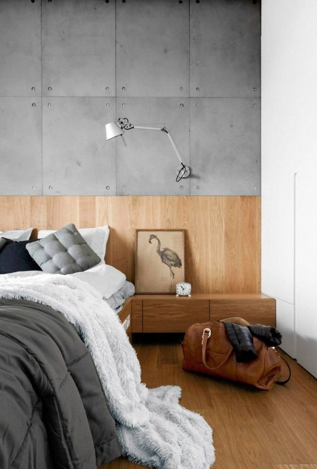 جدران خرسانية تحيط بالسرير وتعطيه مظهرا خاصا