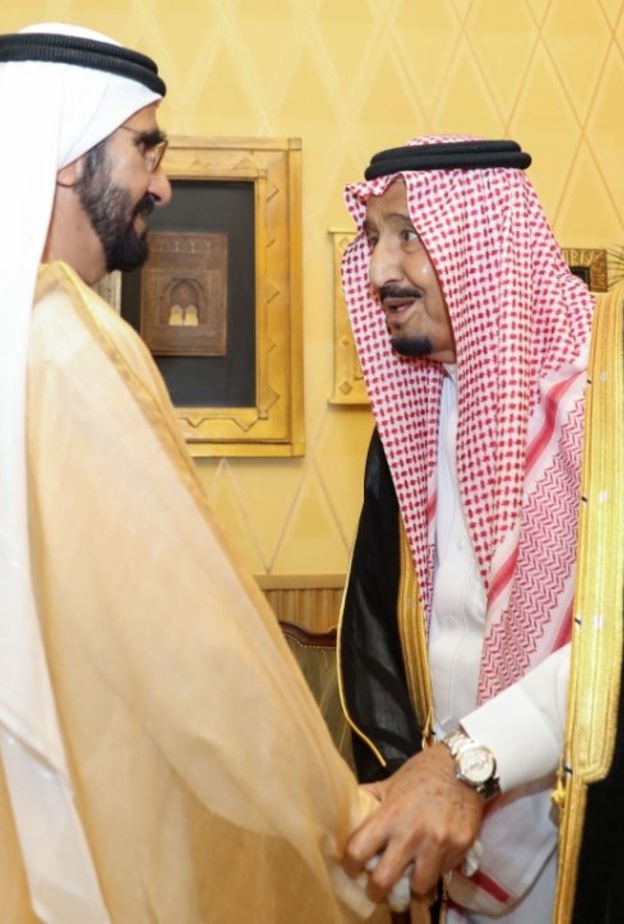 الملك سلمان يستقبل محمد بن راشد في الرياض