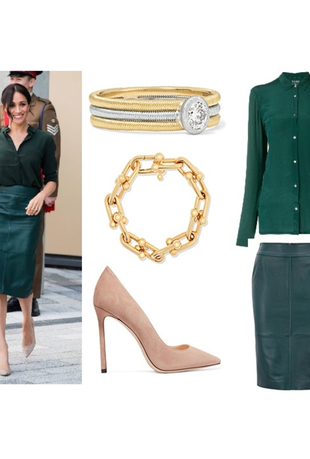  اطلالة أنيقة في التنورة الجلدية بأسلوب ميغان ماركل