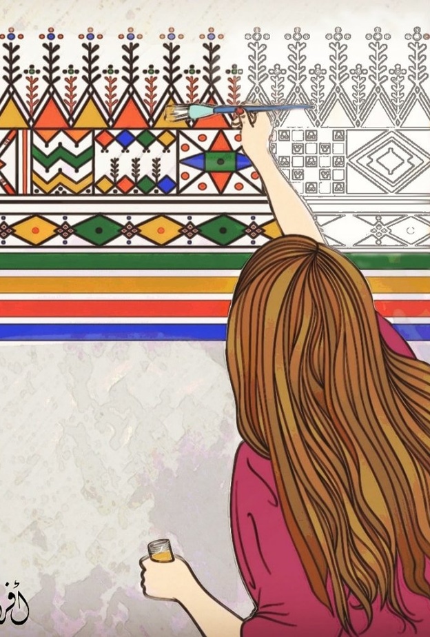 لوحة ازهار الليلك بألوان الباستيل من الفنانة افراح الغامدي.