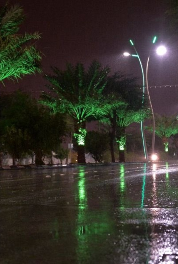  الامطار تتسرب مابين الصخور في تبوك