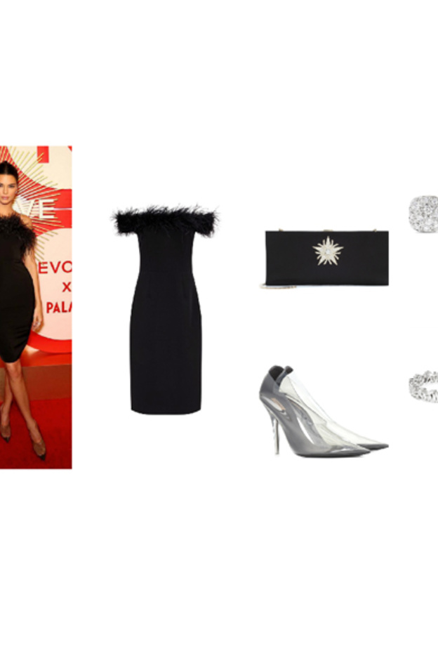 كيندل جينير في اطلالة راقية بالريش الأسود 