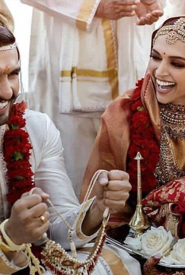 جميلة بوليوود ديبيكا بادكون في حفل زفافها على النجم رانڤير سنغ