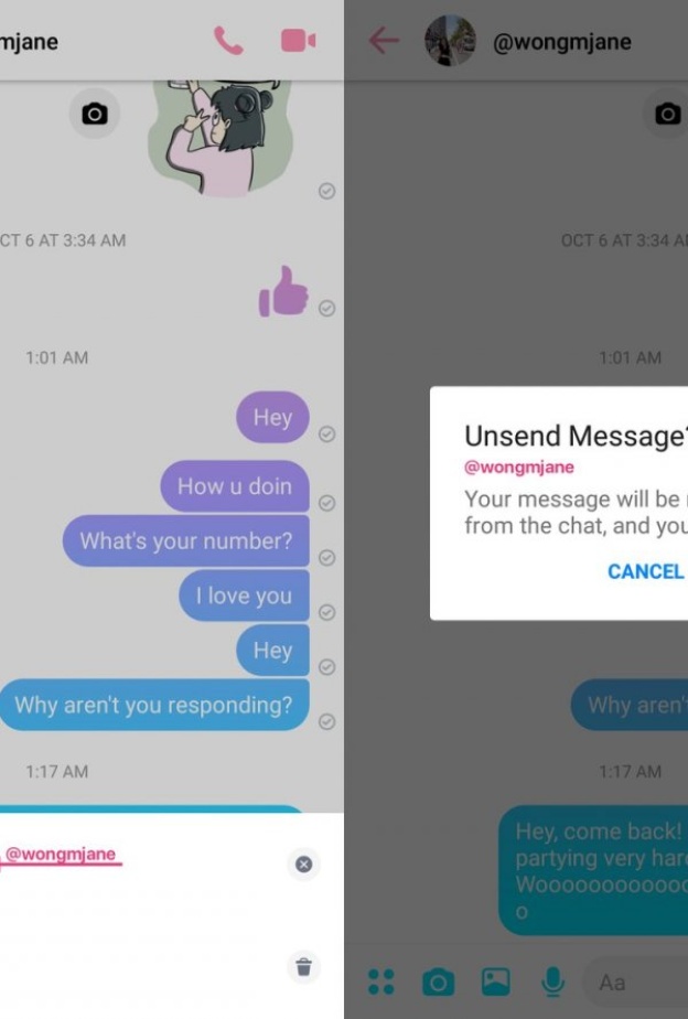 فيسبوك تطرح ميزة إلغاء إرسال الرسائل عبر تطبيقها ماسنجر