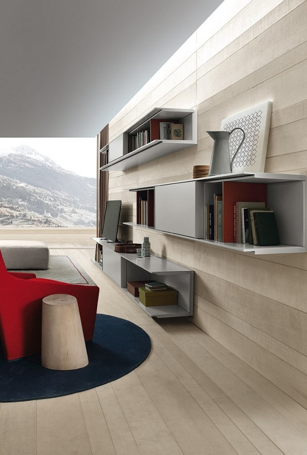 ثلاثية من المكاتب لديكور جدار غرفة المعيشة المخصص للتلفاز