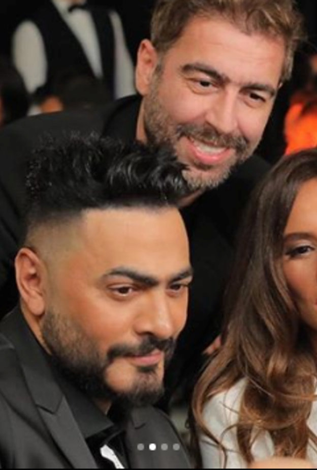 تامر حسني وزينة والمخرج سعيد الماروق