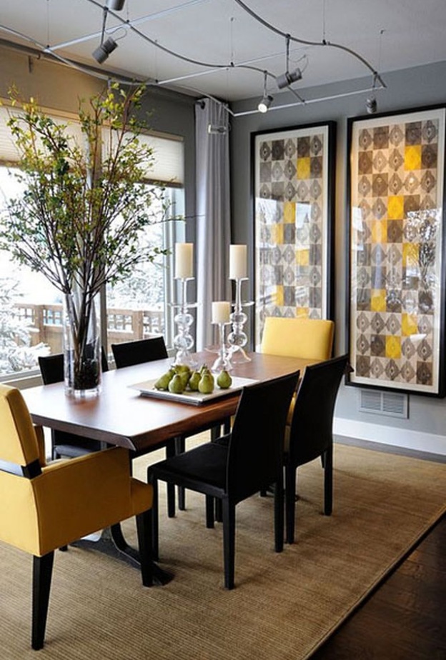 غرفة طعام باللون الرمادي