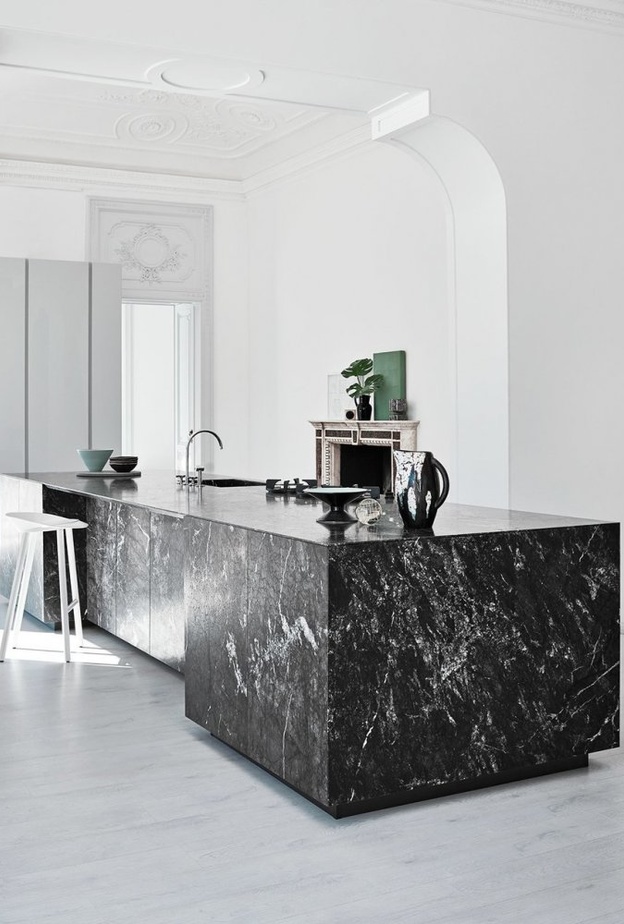 الرخام الصرف في تصميم الحوض في المطبخ 